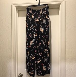 No Boundaries Black Floral Wide Leg Pants
